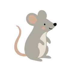 Fototapeta premium Cute cartoon mouse, minimalist woodland animal vector illustration