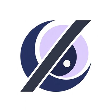 Abstract minimalist eye icon with diagonal slash representing privacy and hidden visibility