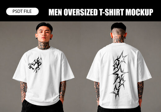 Men Oversized T-Shirt Mockup