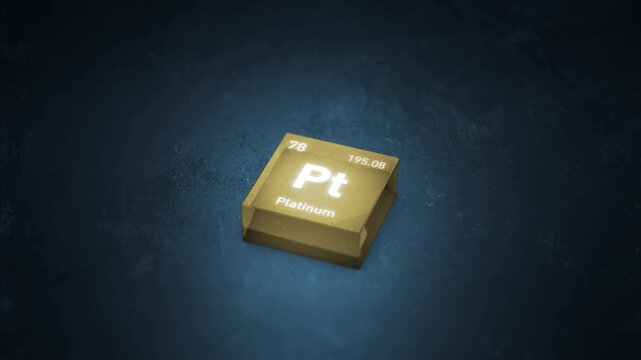 Chemical Element Platinum Pt Animation. Periodic Table Series.