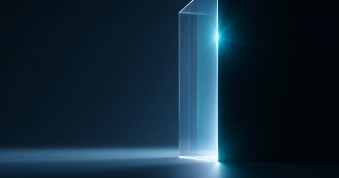 Open door with bright blue light