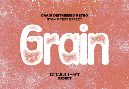 Grain Distressed Retro Stamp Text Effect