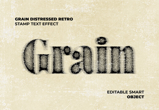 Grain Distressed Retro Stamp Text Effect