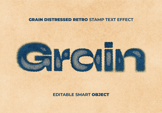 Grain Distressed Retro Stamp Text Effect