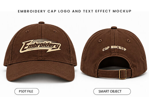 Embroidery Cap Logo And Text Effect Mockup