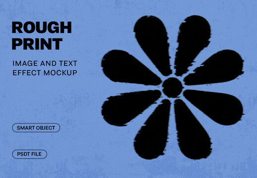 Rough Print Image And Text Effect Mockup