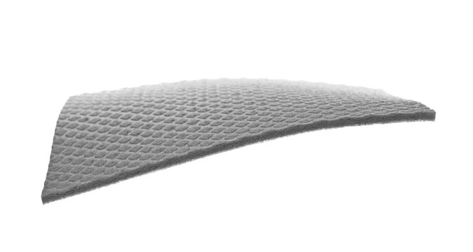 Kitchen gray sponge napkin for dusting, wipes for cleaning in fly, isolated on white