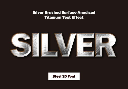 Silver Brushed Surface Anodized Titanium Text Effect
