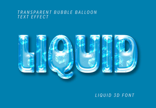 Transparent Bubble Balloon Text Effect Liquid 3D Font