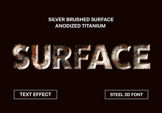 Silver Brushed Surface Anodized Titanium Text Effect