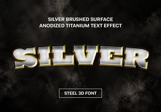 Silver Brushed Surface Anodized Titanium Text Effect