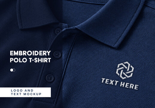 Embroidery Polo T-Shirt Logo and Text Mockup