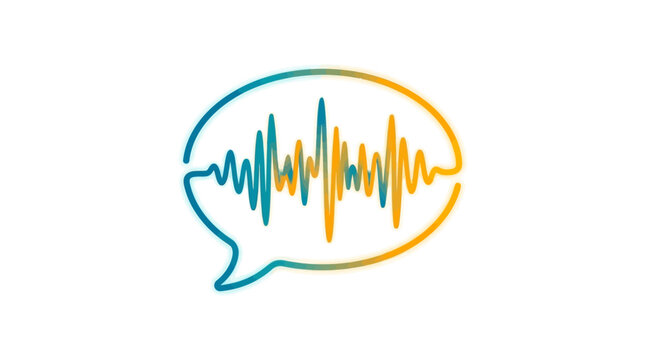 Audio wave speech bubble logo design concept, sound frequency inside dialog icon
