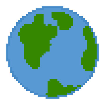 pixel art planet earth globe world environment global ecology icon