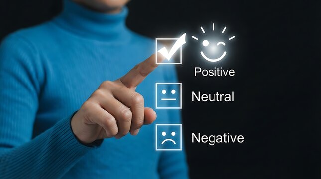 Person selecting positive feedback with a checkmark on a digital customer satisfaction survey