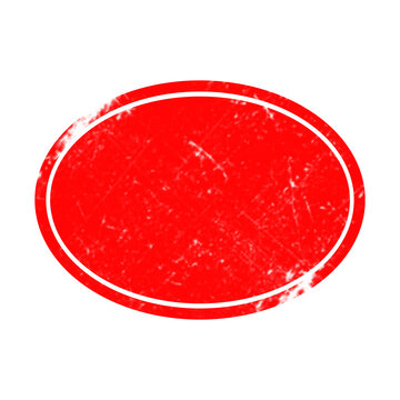 Red oval shape with a thin black border and subtle distressed texture, centered on a black background, representing a vintage style badge isolated on a transparent background
