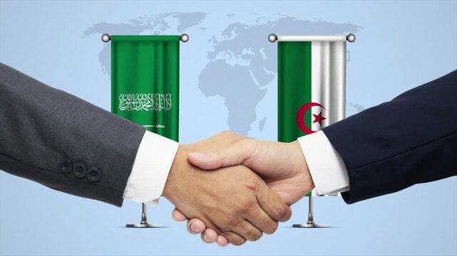 High Quality Animation Featuring Handshake of Saudi Arabia and Algeria