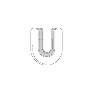 Stylized threedimensional letter U logo design with subtle shading and clean lines