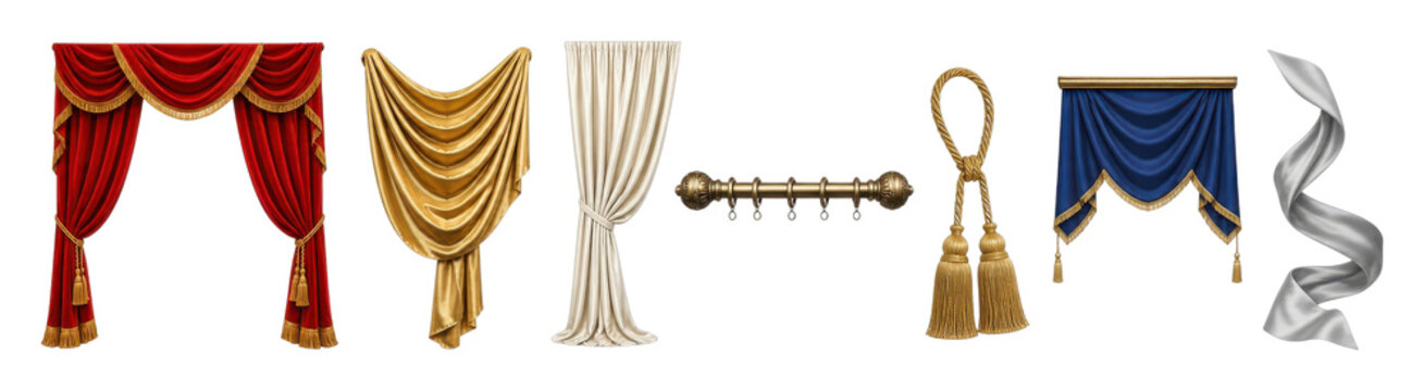 PNG Luxury curtain drapes tassels and decorative tiebacks set