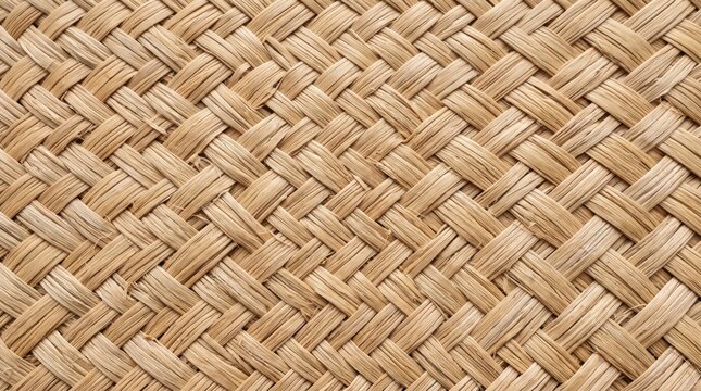 Natural Woven Raffia Straw Texture Seamless Diagonal Braided Pattern