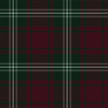 Traditional Dark Green and Burgundy Plaid Checkered Seamless Texture