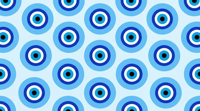 Turkish Nazar Amulet Repeating Pattern Background in Blue and White