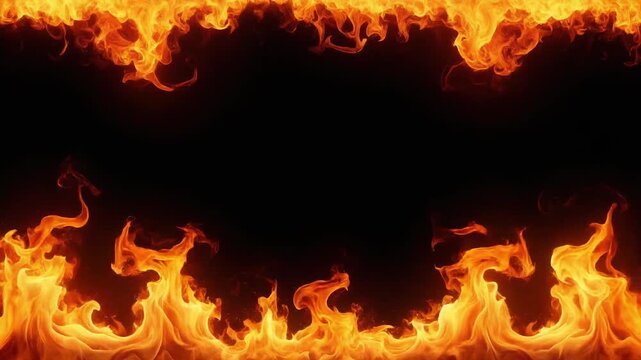 Fiery Fire Transition Loop With Flames Sweeping Across The Screen And Edges Glowing Brightly