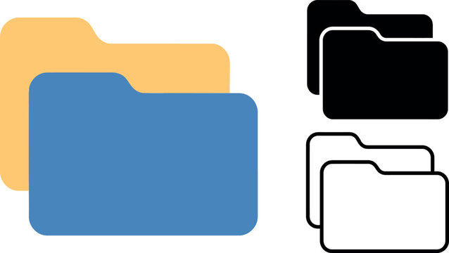 Flat stack of colorful folder icons in minimalist style isolated on white background, Vector, illustration