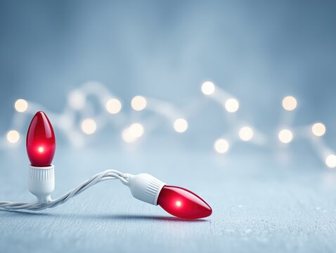 red christmas lights on a blue background