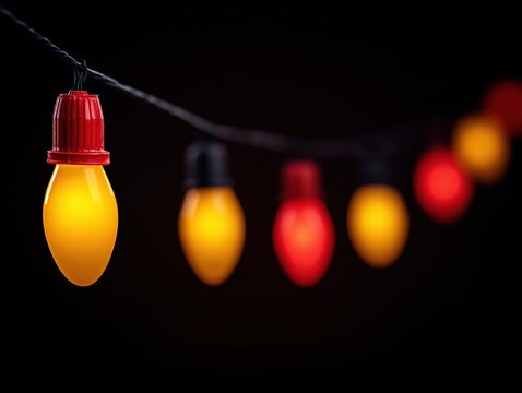 colorful christmas lights on a dark background