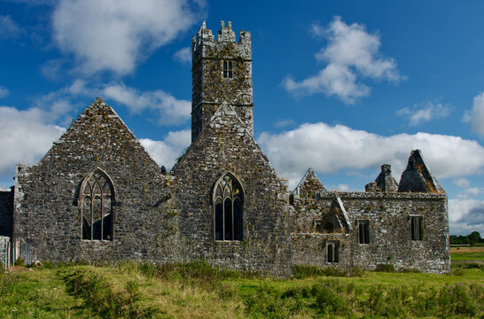 Ross Errilly Franciscan Friary and Bell Tower medieval monastic ruins National Monument of Ireland Ross County Galway Republic of Ireland
