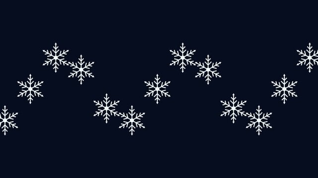 Graceful snowflakes flowing in a seamless horizontal wave. A highly premium background loop crafted for high-end winter travel videos, zen holiday art, and luxury corporate screens.