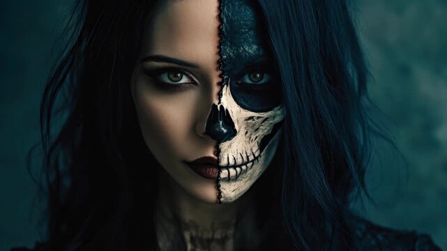 Portrait of a Woman with a Split Skull Face