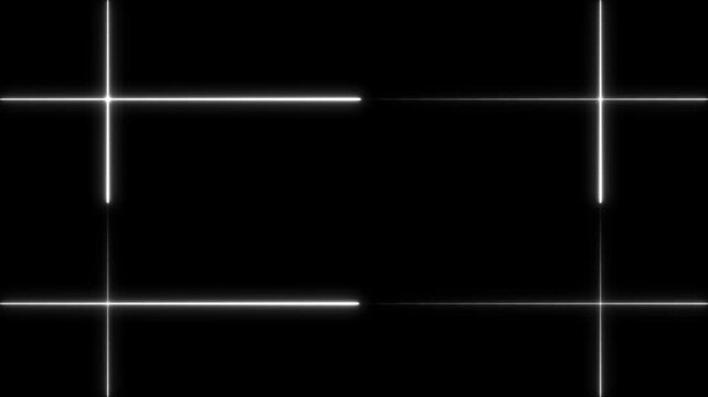 Neon line glowing square frame on black background. Glowing neon frame background animation square shape.