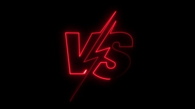 glowing neon VS versus bars icon animation on black background. Versus vs bars icon. blue color vs game match team challenge sign symbol. neon versus for sports and fight competition. game concept.
