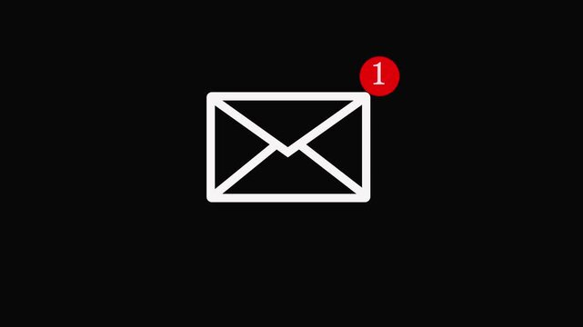 message box shape icon animation video notice receive massage animated sign symbol. Message mail box,  on black background. 4k.