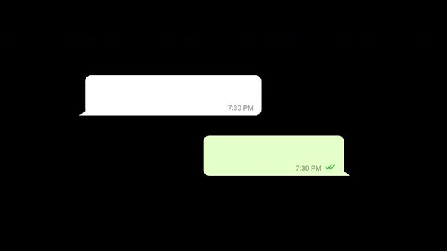 Minimalist text message bubble overlay animation, smartphone chat bubble UI element, digital communication interface isolated on Transparent Background