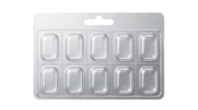 Empty blister pack for pills isolated on transparent background for