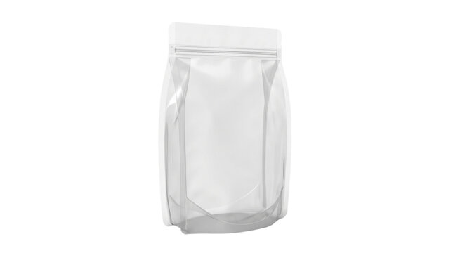 Empty transparent plastic pouch mockup for food packaging design