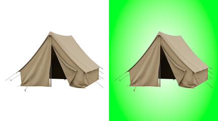 Military style canvas tents side by side arrangement © Fy