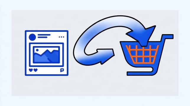 Social media post to shopping cart conversion icon