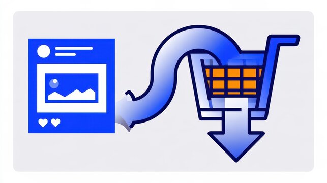 Social Media Post to Shopping Cart Conversion Illustration