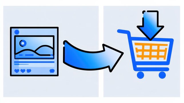 Social media post to shopping cart conversion icon