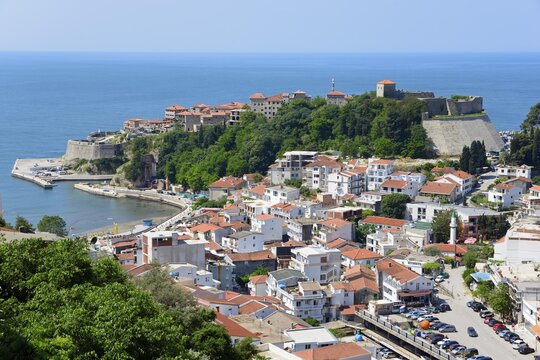 New town and fortress with old town, Ulcinj, Montenegro