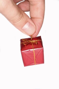 Hand holding a tiny package