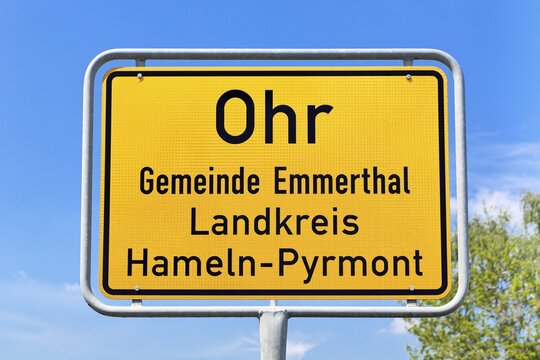 Place entry sign Ohr, municipality Emmerthal, district Hameln-Pyrmont, Lower Saxony, Germany