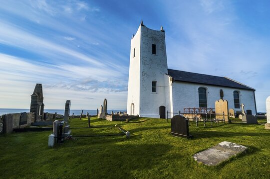 Little church with cemetery, Ballycastle, Northern Ireland, United Kingdom