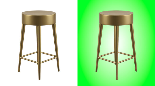 Modern gold bar stool minimalist design 3D rendering