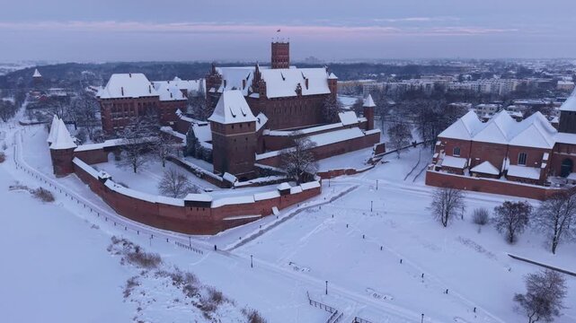 Malbork castle at snowy winter in Poland