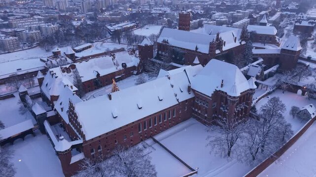 Malbork castle at snowy winter in Poland